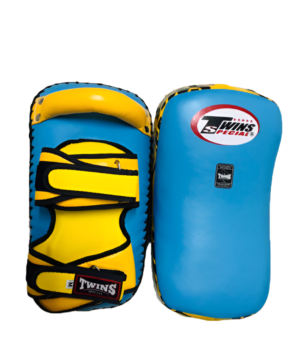 Twins Special Thai Pads KPL12 Light Blue/ Yellow - KICKPUNCHELBOW