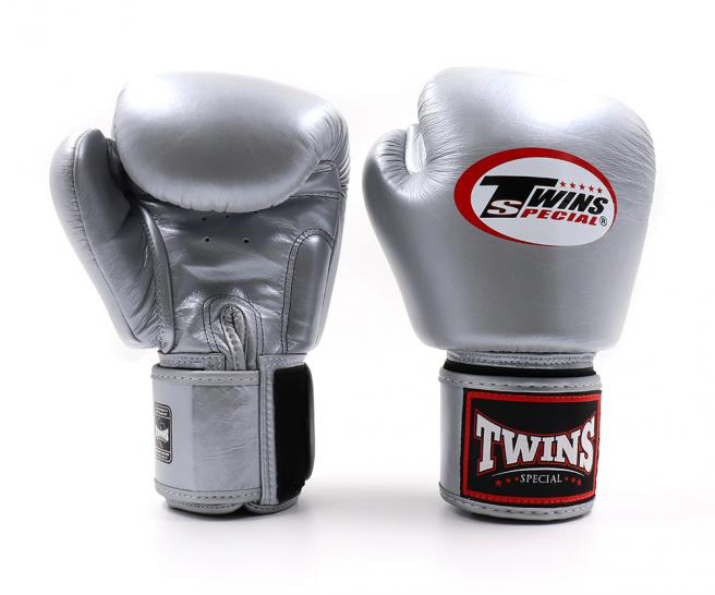 Twins Special BGVL3 Velcro Boxing Gloves Silver