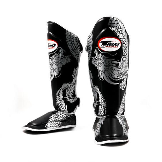 Twins Shin Guards Gragon Silver - KICKPUNCHELBOW