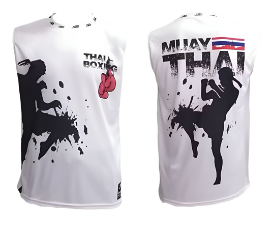 Muay Thai Training Singlets - Thai Boxing White