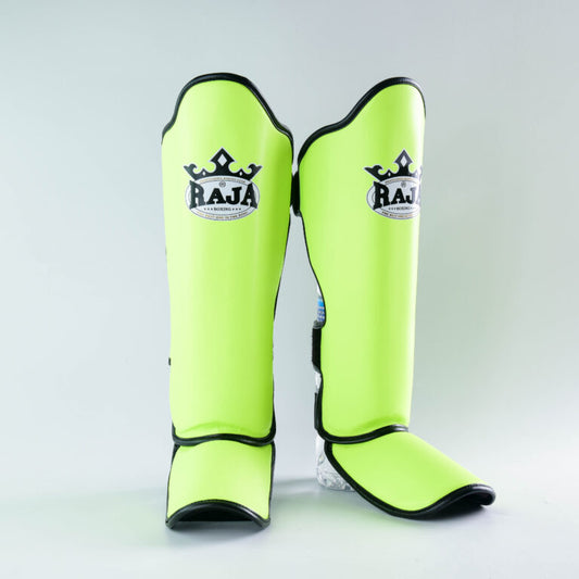 Authentic Leather Raja Shin Guards Lime Green