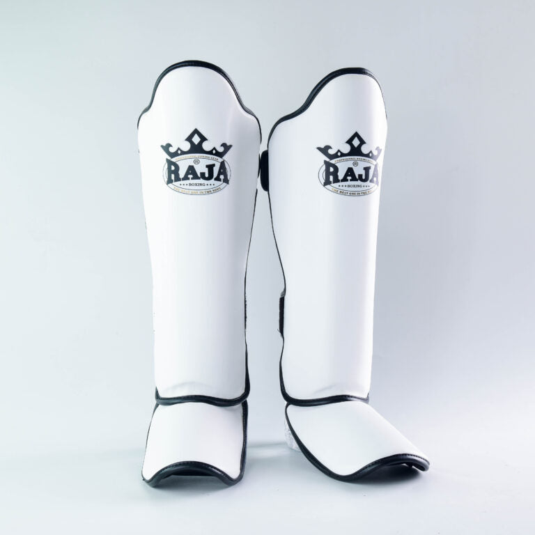 Authentic Leather Raja Shin Guards White