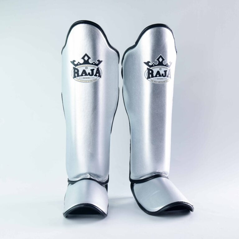 Authentic Leather Raja Shin Guards Silver