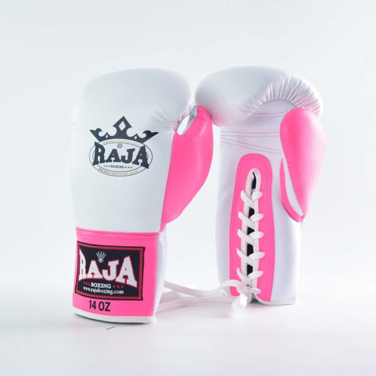 Raja Gloves - Leather Lace up White Pink O.G