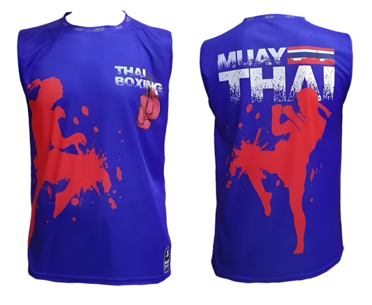 Muay Thai Training Singlets - Thai Boxing Blue