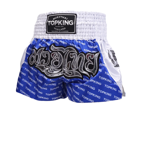 Top King Shorts Innovation Mini text Blue - KICKPUNCHELBOW