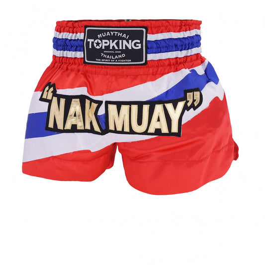 Top King Shorts Nak Muay Red Blue - KICKPUNCHELBOW