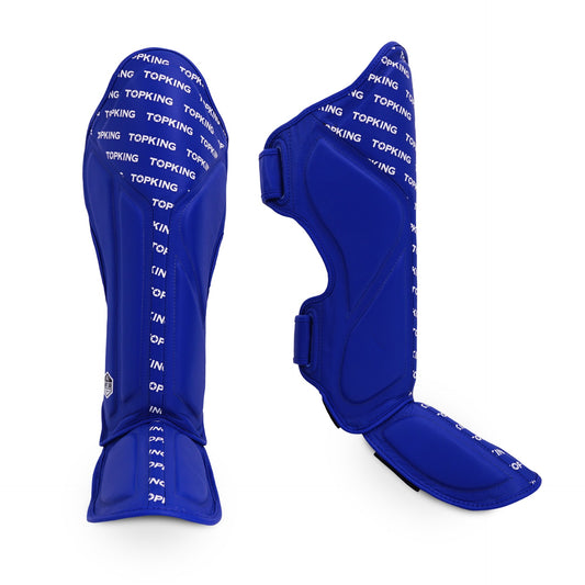 Top King Shin Guards Full Impact Single Tone Blue