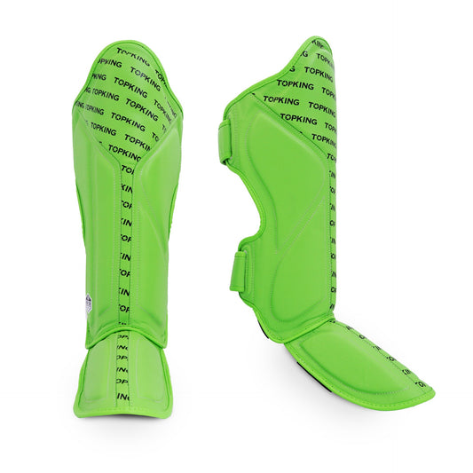 Top King Shin Guards Full Impact Single Tone Green