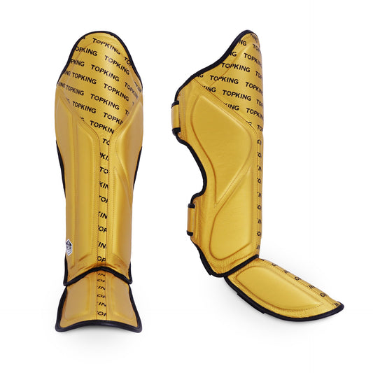 Top King Shin Guards Full Impact Single Tone Gold