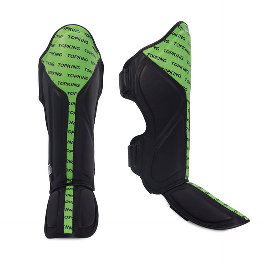 Top King Shin Guards Full Impact Double Tone Green