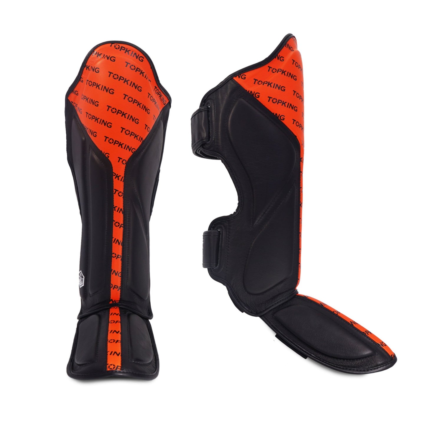 Top King Shin Guards Full Impact Double Tone Orange