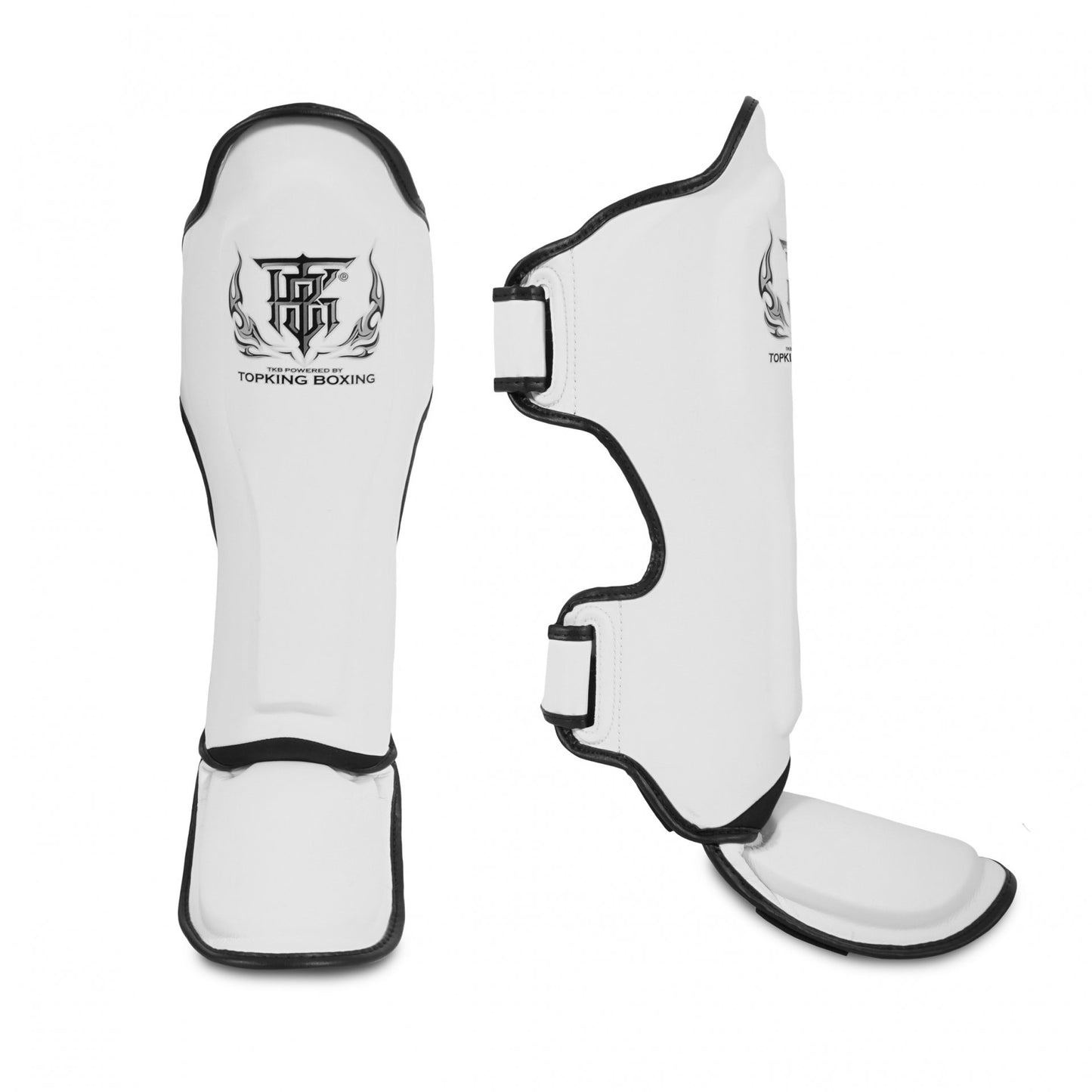 Top King Shin Guards Pro Genuine Leather White