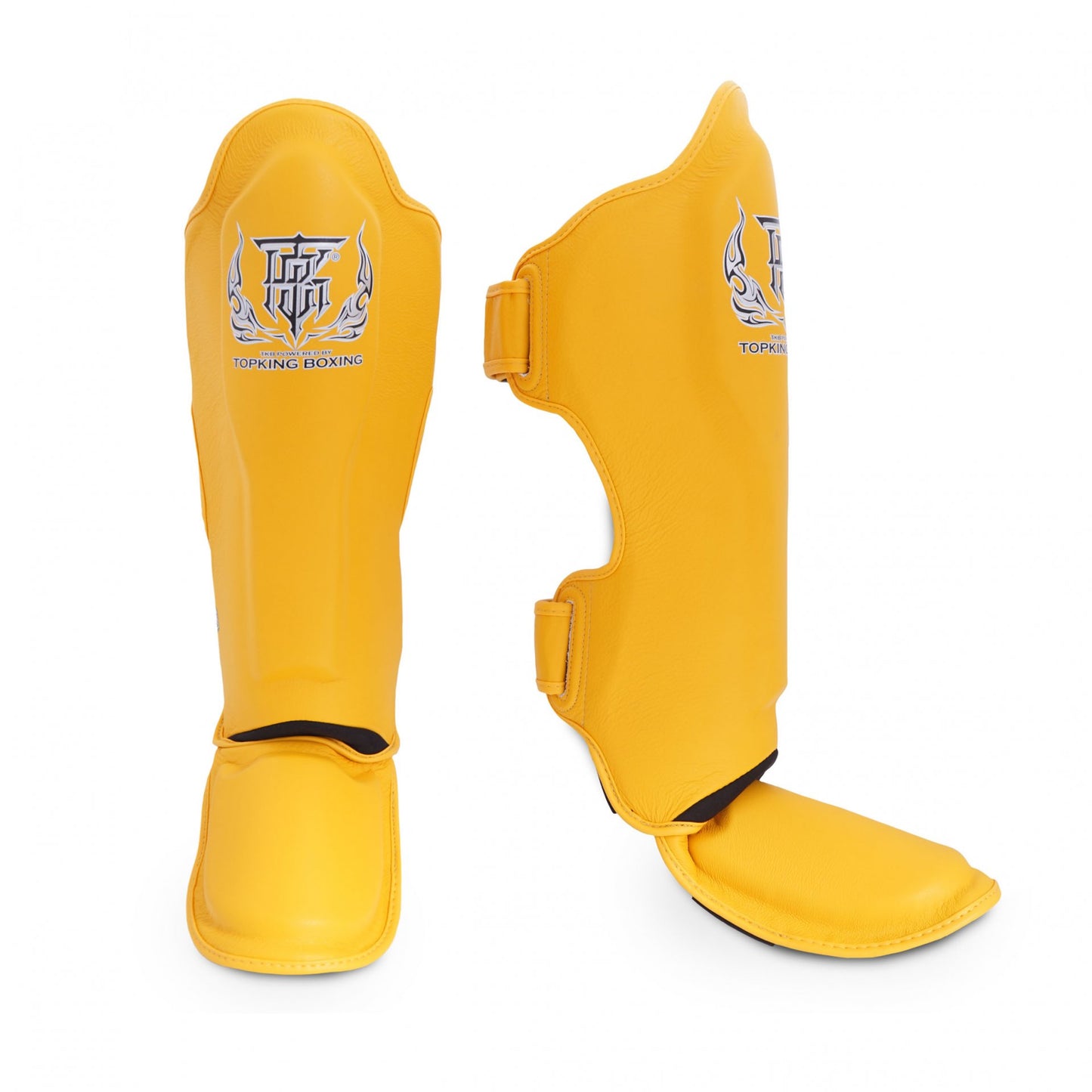 Top King Shin Guards Pro Genuine Leather Yellow