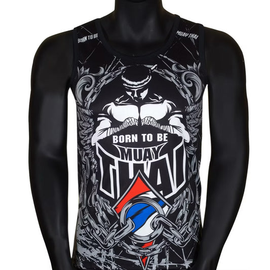 Muay Thai Training Singlets - Born To Be Muay Thai Boxing Jersey Tank Top Polyester