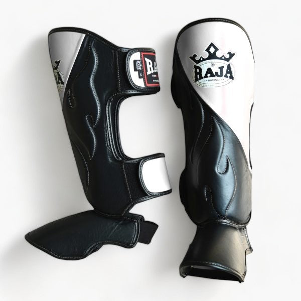 Authentic Leather Raja Shin Guards Cut On White