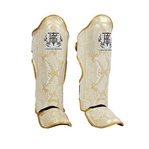 Top King Shin Guards Super Snake White Gold