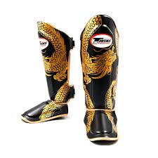 Twins Shin Guards Gragon Gold - KICKPUNCHELBOW