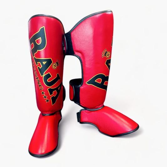 Semi Leather Raja Shin Guards Big Text