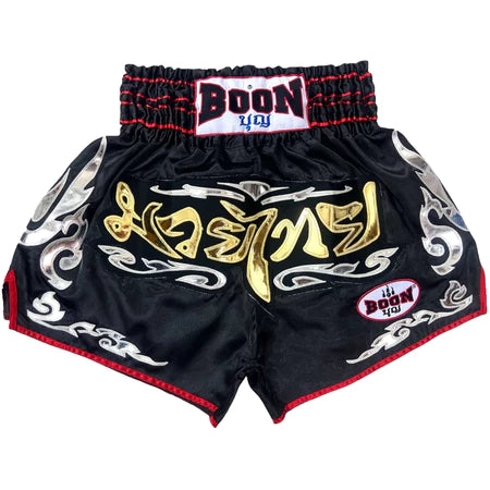 Boon Muay Thai Shorts Classic Fit Silver Flames