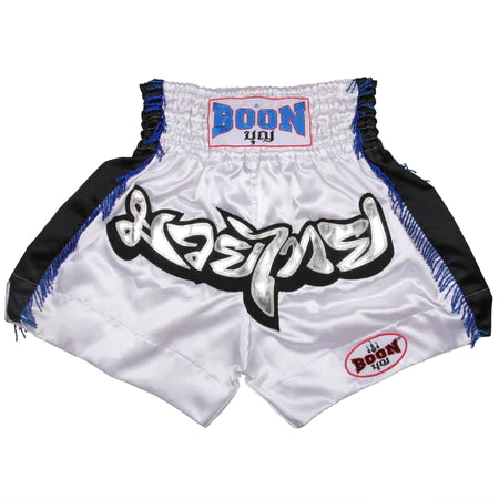 Boon Muay Thai Shorts Classic Fit Blue Fringe - KICKPUNCHELBOW